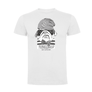 camisetas modelo dog rebellion para caballero en color Blanco | ropa personalizada Hitase