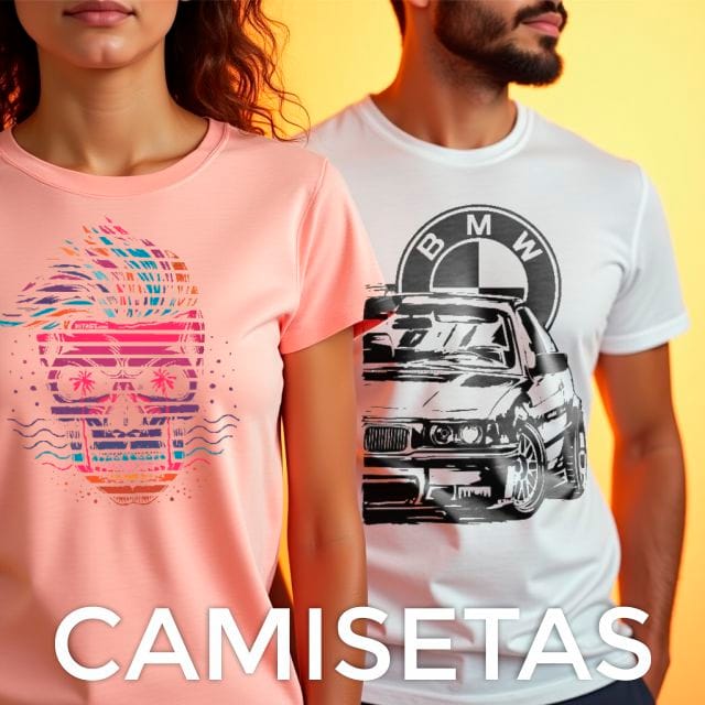 Crea camisetas con tu diseño favorito, disponibles en varios colores y tallas.