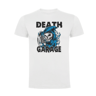 camisetas modelo death garage para caballero en color Blanco | ropa personalizada Hitase