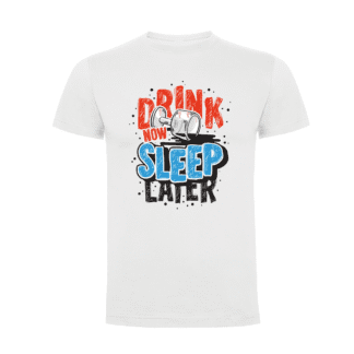 camisetas modelo drink now para caballero en color Blanco | ropa personalizada Hitase