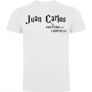 camisetas modelo juancarlos y el misterio del chupapija para caballero en color Blanco | ropa personalizada Hitase